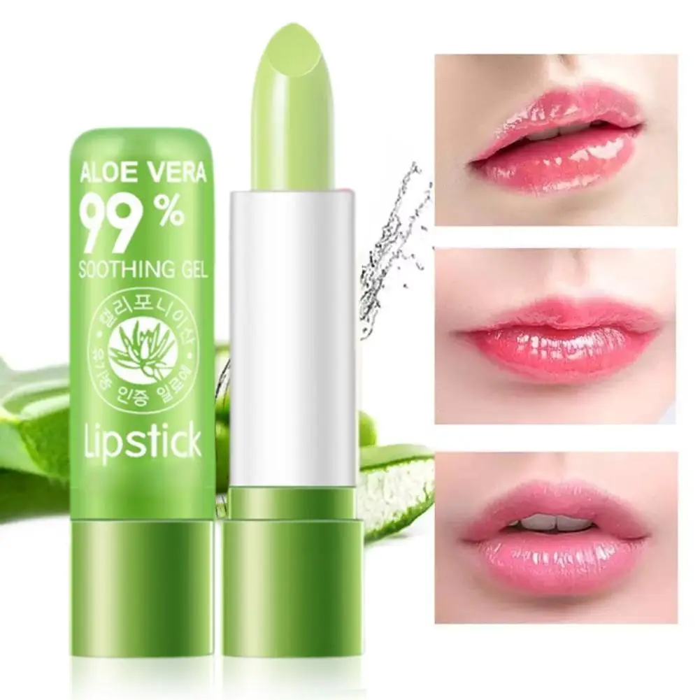 Moisturizing Aloe Vera Color-Changing Lipstick Temperature-Activated, Lip Balm For Nourishing, Anti-Drying, Exfoliating Lip Care