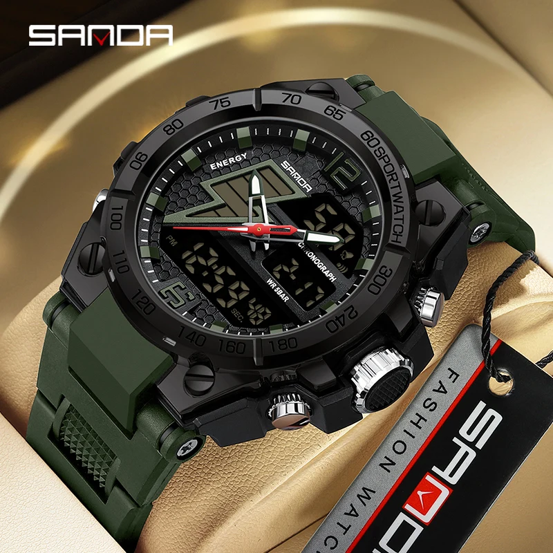 

SANDA 2023 Top Brand Men's Watches 5ATM Waterproof Sport Military Wristwatch Quartz Watch for Men Clock Relogio Masculino 6137