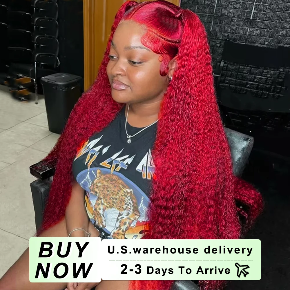 

200% Density Red Colored Lace Front Wigs Human Hair Deep Wave Lace Front Wigs Human Hair 13x6 HD Transparent Lace Wigs For Women