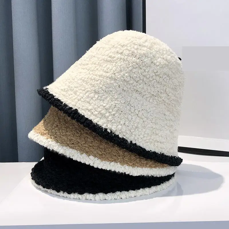 COKK Bucket Hat Women Winter Knitted Casual Keep Warm Fishing Hat Female Thick Warm Fashion Design Korean Winter Cap Gorro New