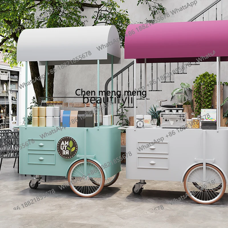 cc182Commercial grocery store sales car, wrought iron mobile stall trolley, outdoor scenic spot stall car