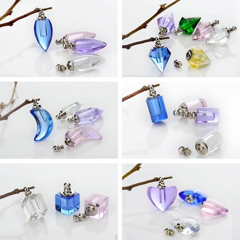 100 pcs of colored glass with conical cylindrical bullet shape can be used for jewelry pendants essential oil bottles keychains