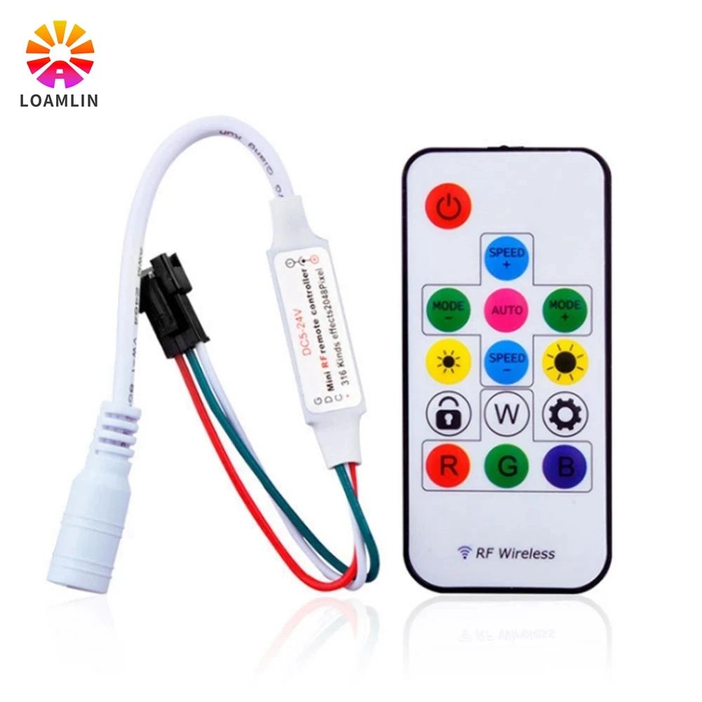 

14-Key RF Remote Control 14-Key RGB Wireless Remote Control Mini RF LED Controller DC 5V-24V WS2812 WS2811
