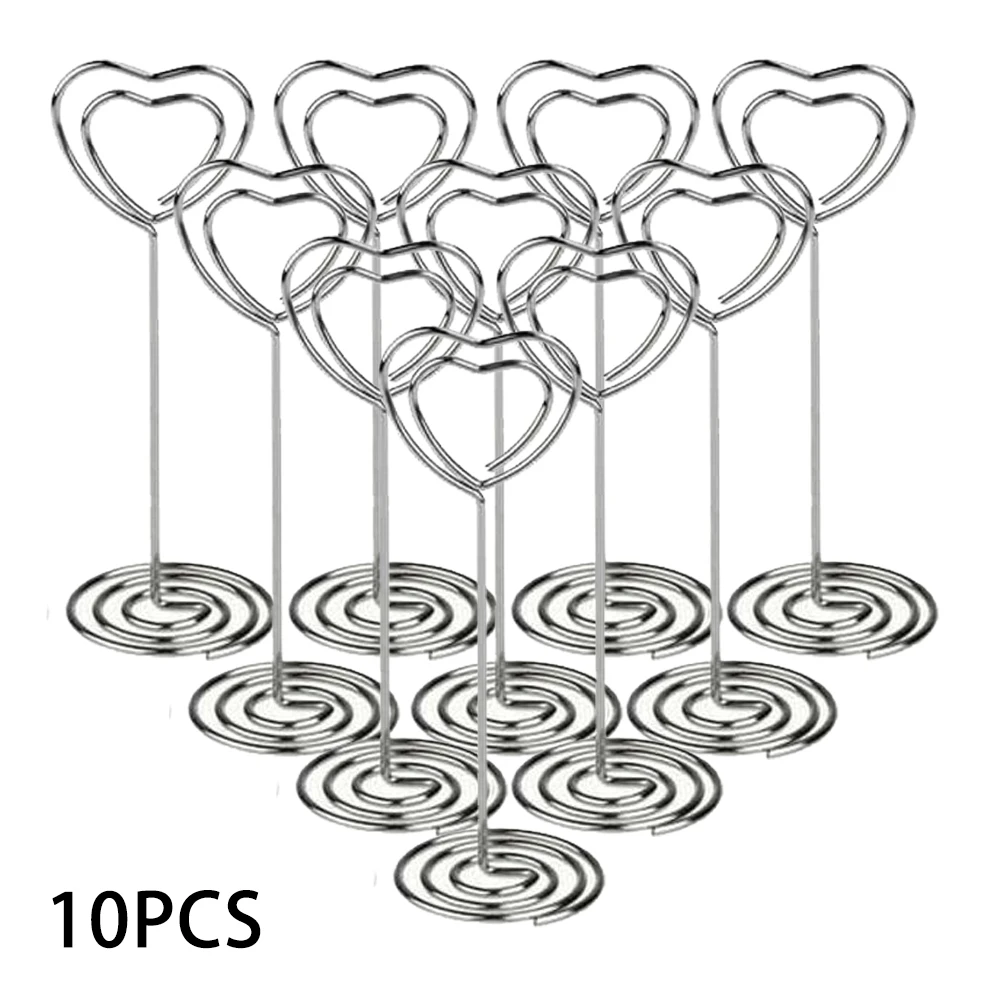 100% Brand New Card Holders Desktop Clip 8.5cm Heart Pattern Heart-shaped Metal Note Holder Peacock Round Seat Clip