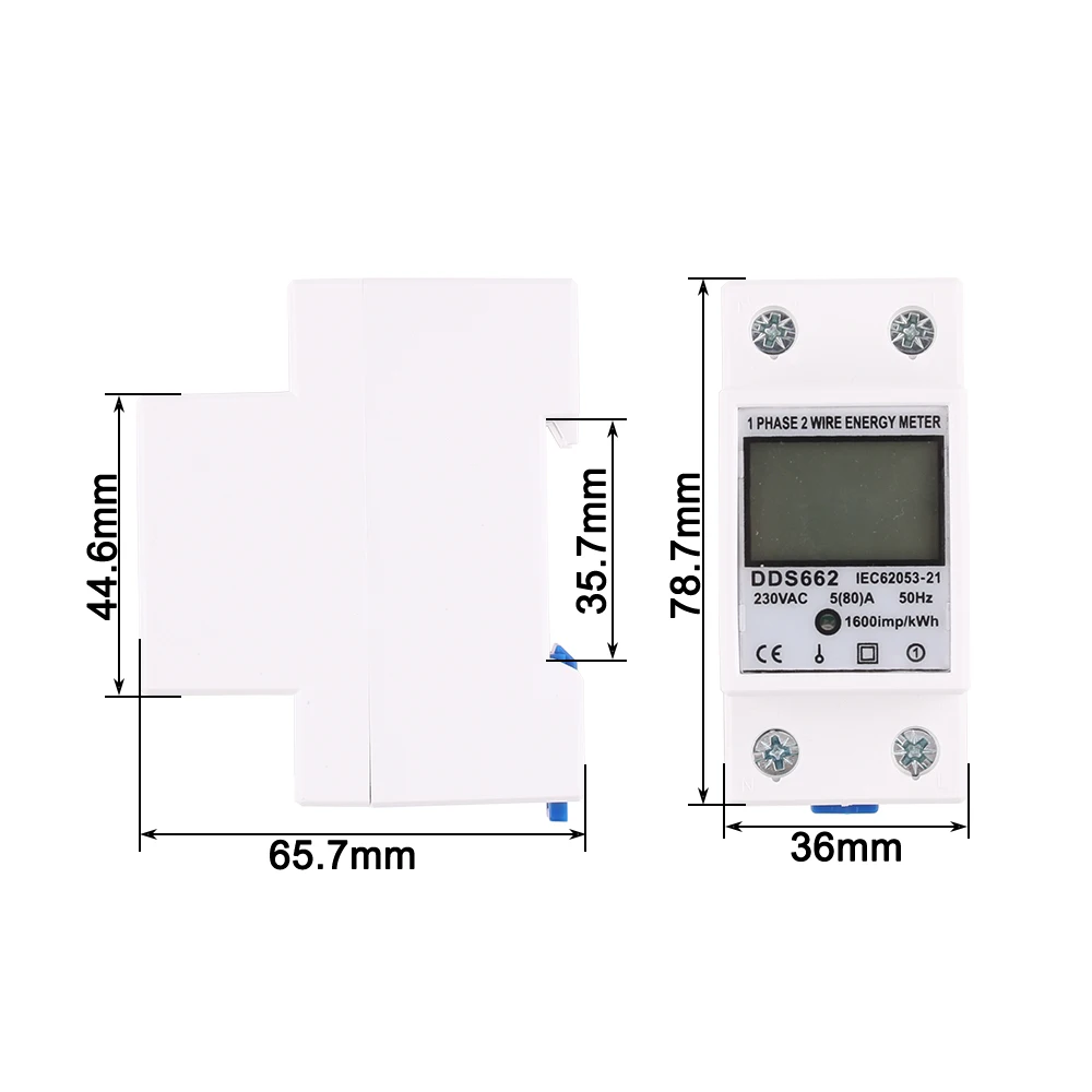 Single Phase Two Wire LCD Digital Display Wattmeter Power Consumption Energy Electric Meter kWh AC 230V 50Hz Electric Din Rail