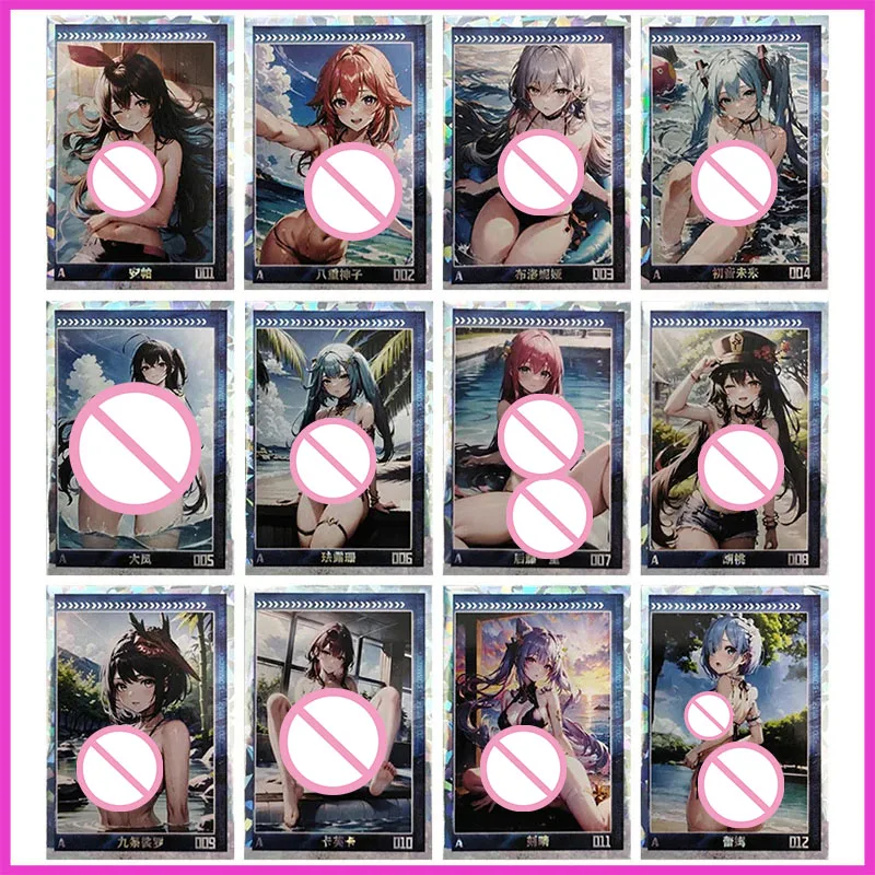 Anime Goddess Story Rare A Refraction Game Collectible Cards Bronya Hu Tao Nami Yuuki Asuna Nezuko Toys for boys Birthday Gifts