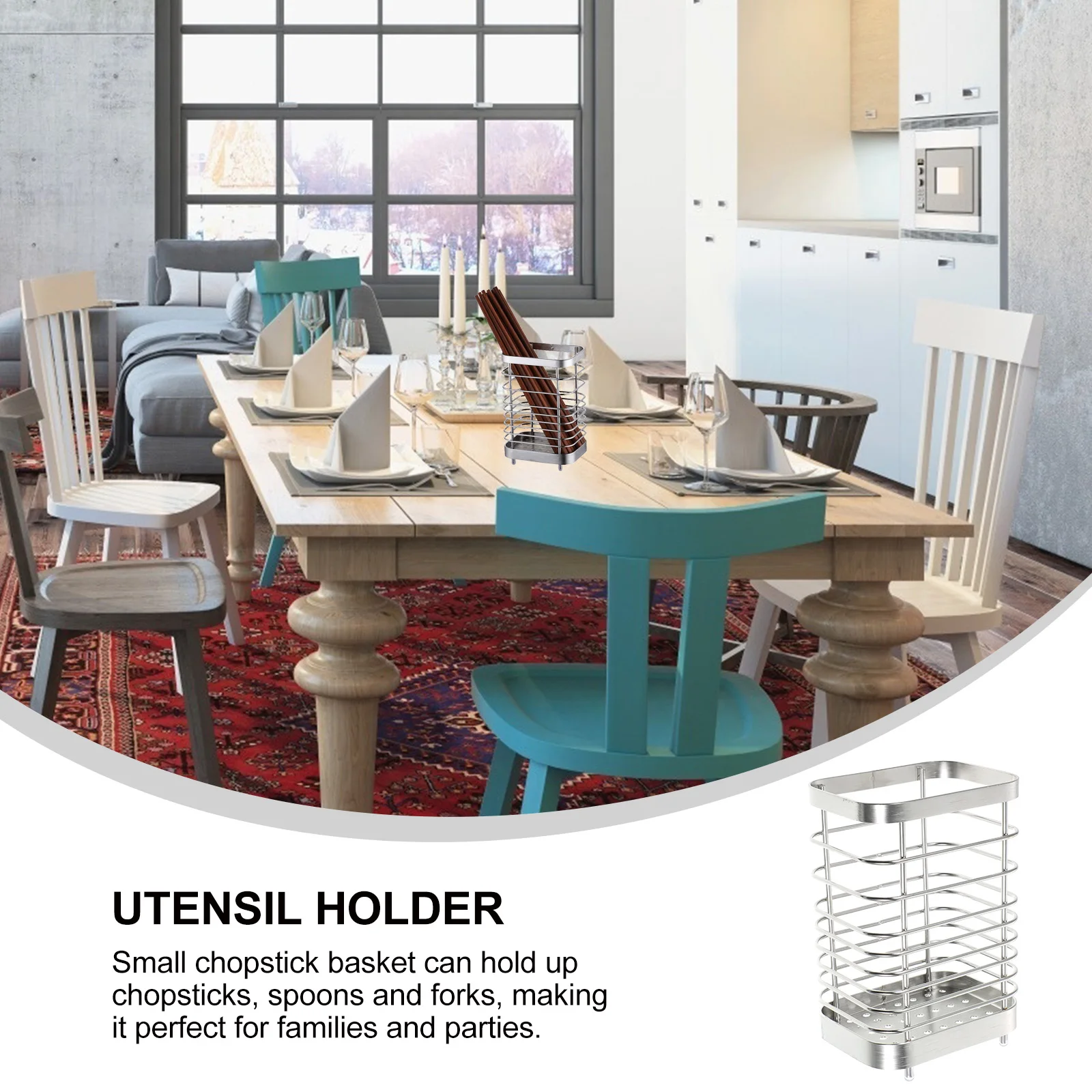 

Hollow Stainless Steel Chopstick Basket Cutlery Holder Draining Container For Utensil Desktop Spoon Stand Storage Rack Iron
