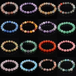 Pulsera de piedra Natural para hombres y mujeres, amatista, Ojo de Tigre, Cuarzo Rosa, obsidiana, cuentas de ágata, regalo de joyería, protección magnética de la salud