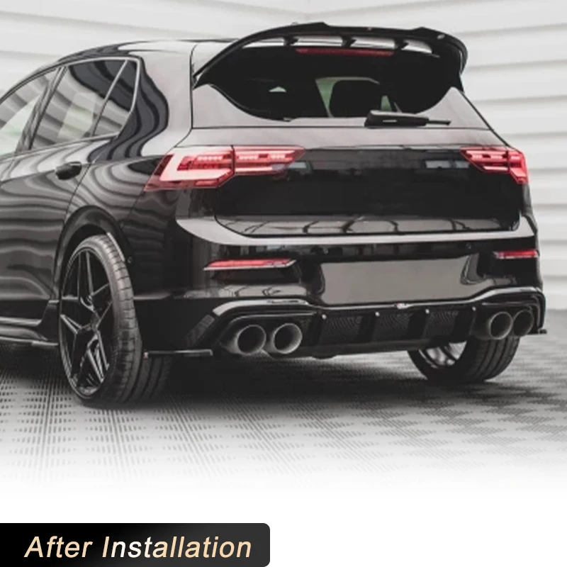 مانع صدمات خلفي للسيارة الناشر الشفاه المفسد ل Volkswagen VW Golf 8 R 2021 2022 سباق الناشر الخلفي المئزر الشفاه طقم الجسم ألياف الكربون