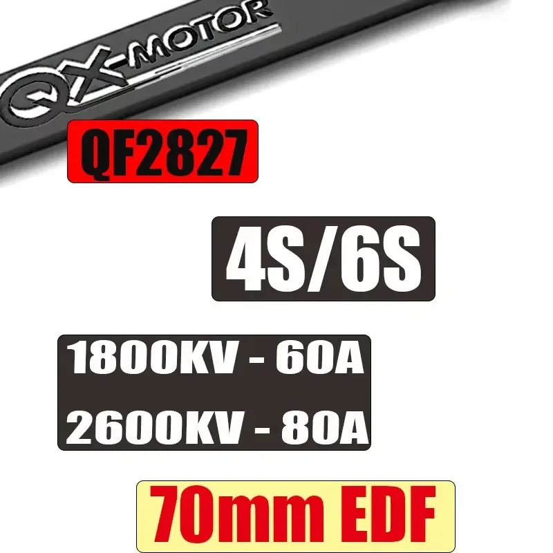 DroMaSsQX-MOTOR 4s/6s 80A 60A With QF-2827-1800KV/2600KV Brushless Motor ESC For RC Jet Plane Parts 70mm EDF 12 Blades Ducted F
