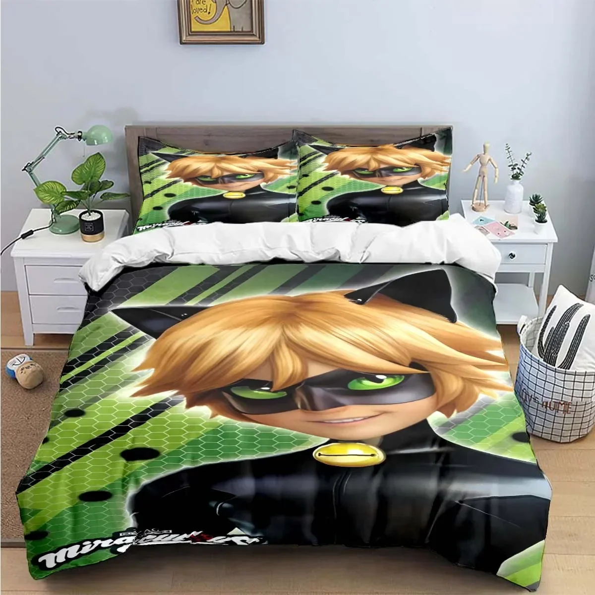 3D Fashion Cartoon Miraculous Cat N-Noir Print Bedding Sets Bed Supplies Set Duvet Cover Bed Comforter Set Bedding Set Gift