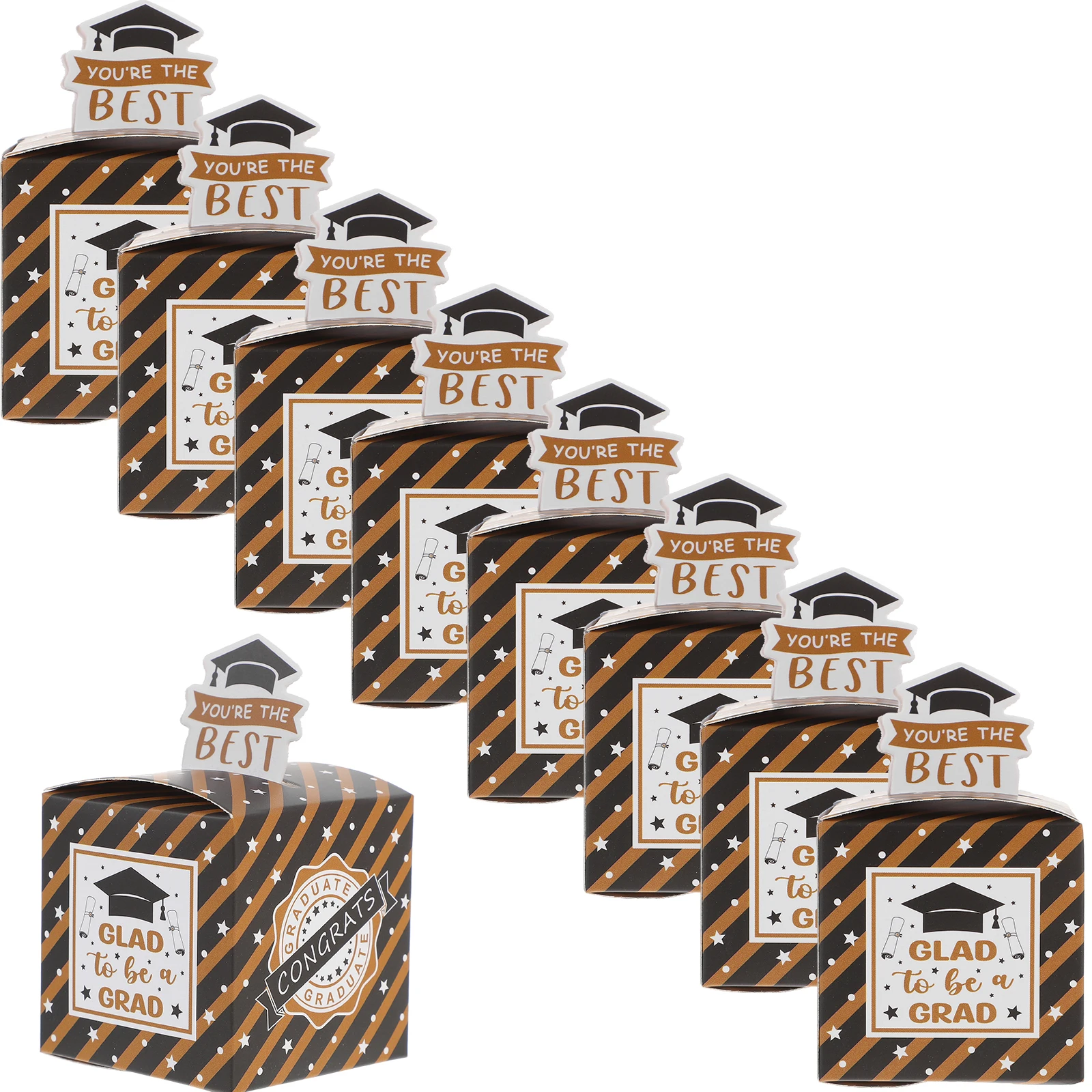 

10 Pcs Graduation Boxes Party Favor Box Sweets Container Lightweight Paper Biscuit Case Gift Packaging Storage Display
