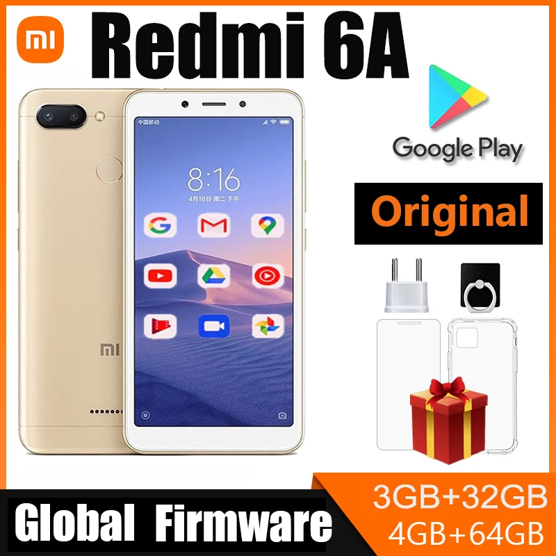 Global firmware Xiaomi Redmi 6A 3G 32G smartphone MediaTek Helio A22 5.45\