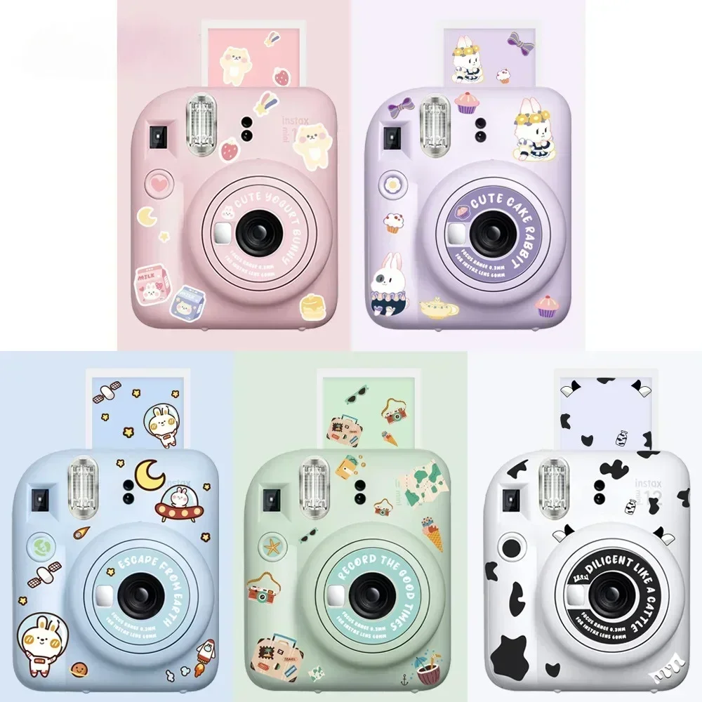 การ์ตูนสร้างสรรค์ PVC DIY สติกเกอร์ตกแต่งใช้งานร่วมกับ Instax Mini 12 กล้องและกระเป๋าป้องกันตกแต่ง