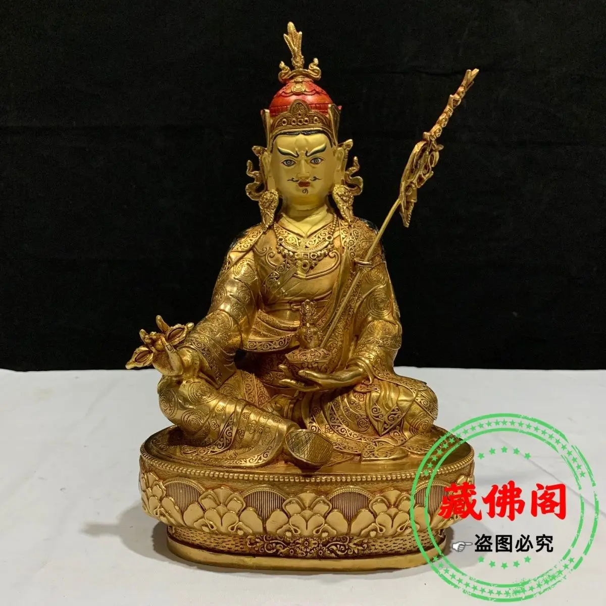 One-foot Padmasambhava, pure copper, Seiko, Tibetan gilded bronze statue, King Kong home ornaments, Buddha hall, plus medicine m