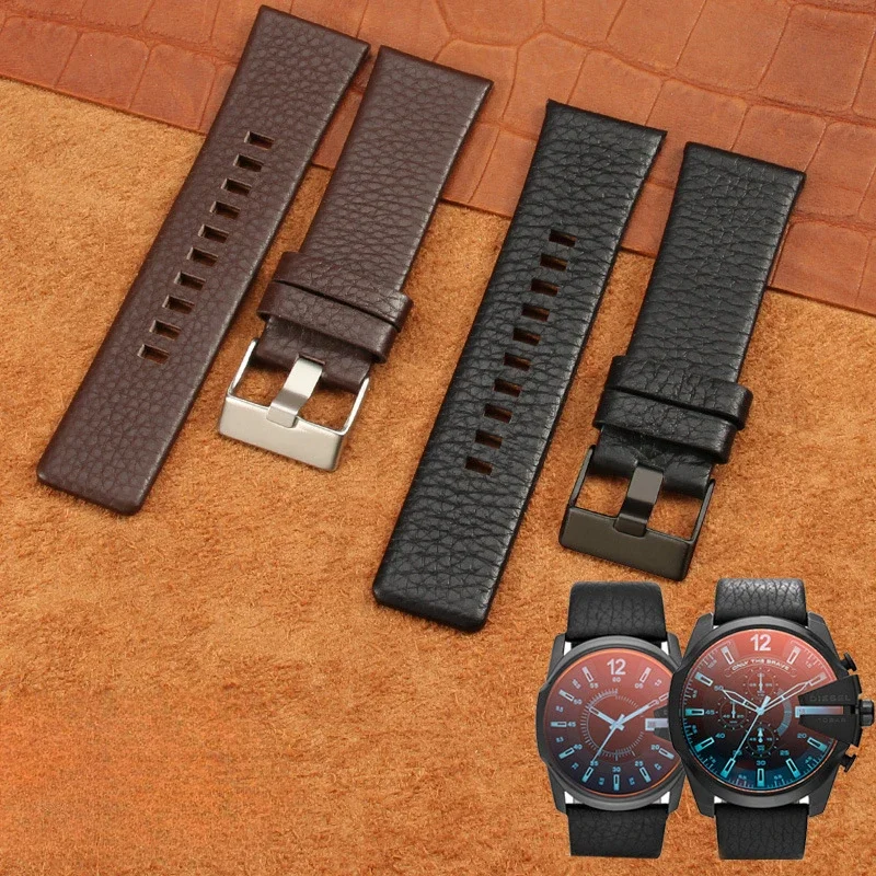 Cow leather watch strap for diesel dz4323 1657 4318 dz7312 dz7257 watchband 24 26 28 30mm watch bracelet belt black brown White