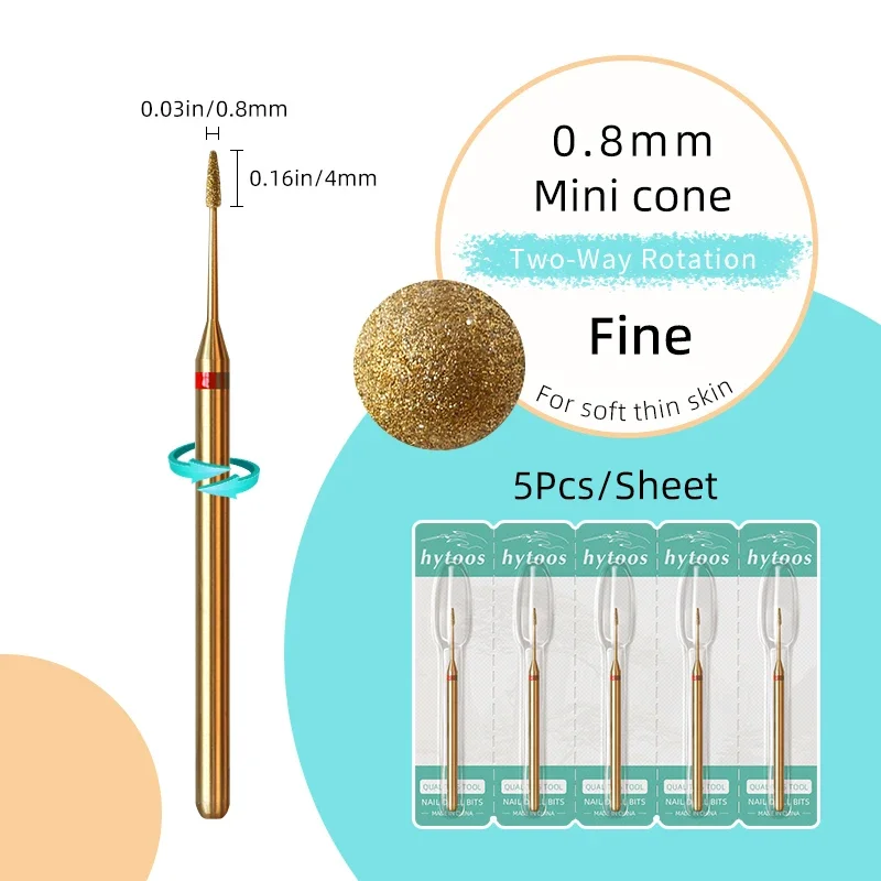HYTOOS 5 Teile/satz Titan Nagel Bohrer Bits Diamant Häutchen Sauber Nagel Bit Professionelle Sicherheit Häutchen Abgestorbene Haut Nagel Reiniger Werkzeug
