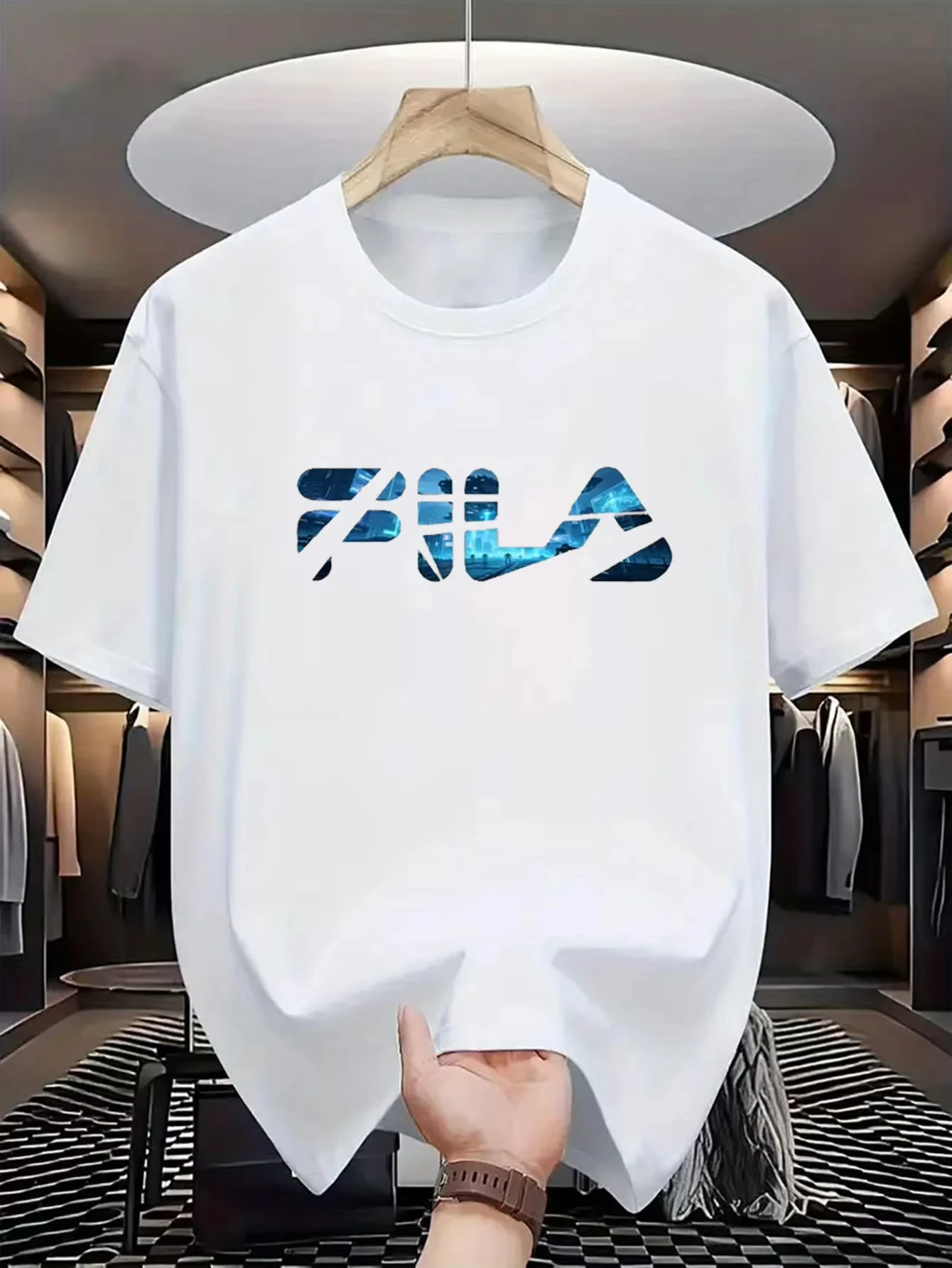 2026 New Sport Family Matching Unisex Oversized T Shirt Cyberpunk City Inside Letter Chest Graphic Streetwear Loose Cotton Tee