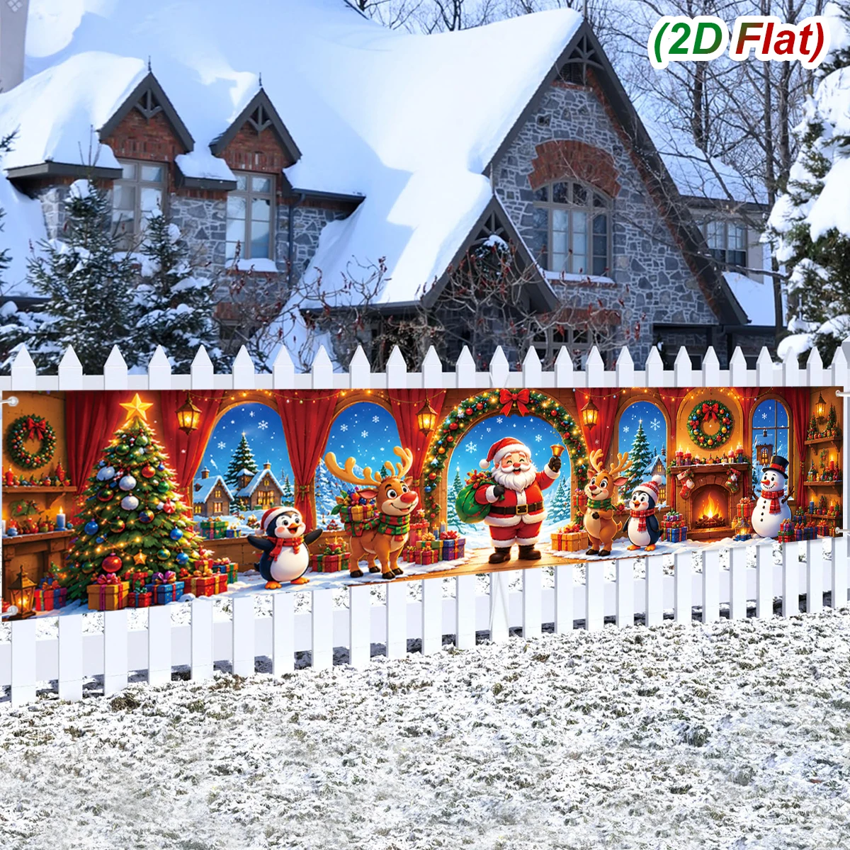 Christmas Banner Merry Christmas Decor for Home 2026 Santa Claus Snowman Photo Props Navidad Natal New Year 2027 Party Supplies