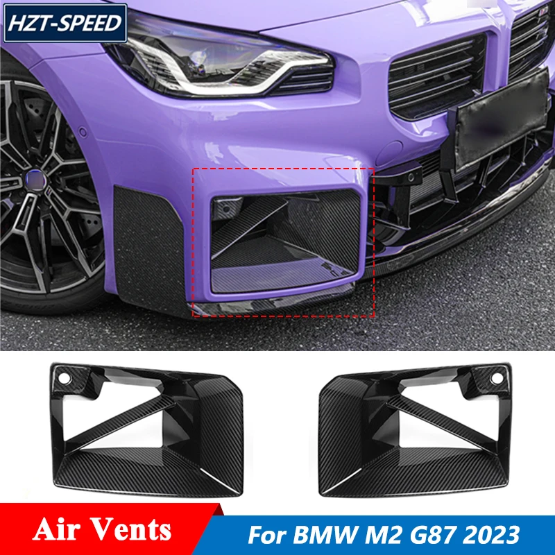 

Сухой материал из углеродного волокна, накладки на передний бампер, крышка противотуманной фары, вентиляционные отверстия для BMW M2 G87, тюнинг 2023,