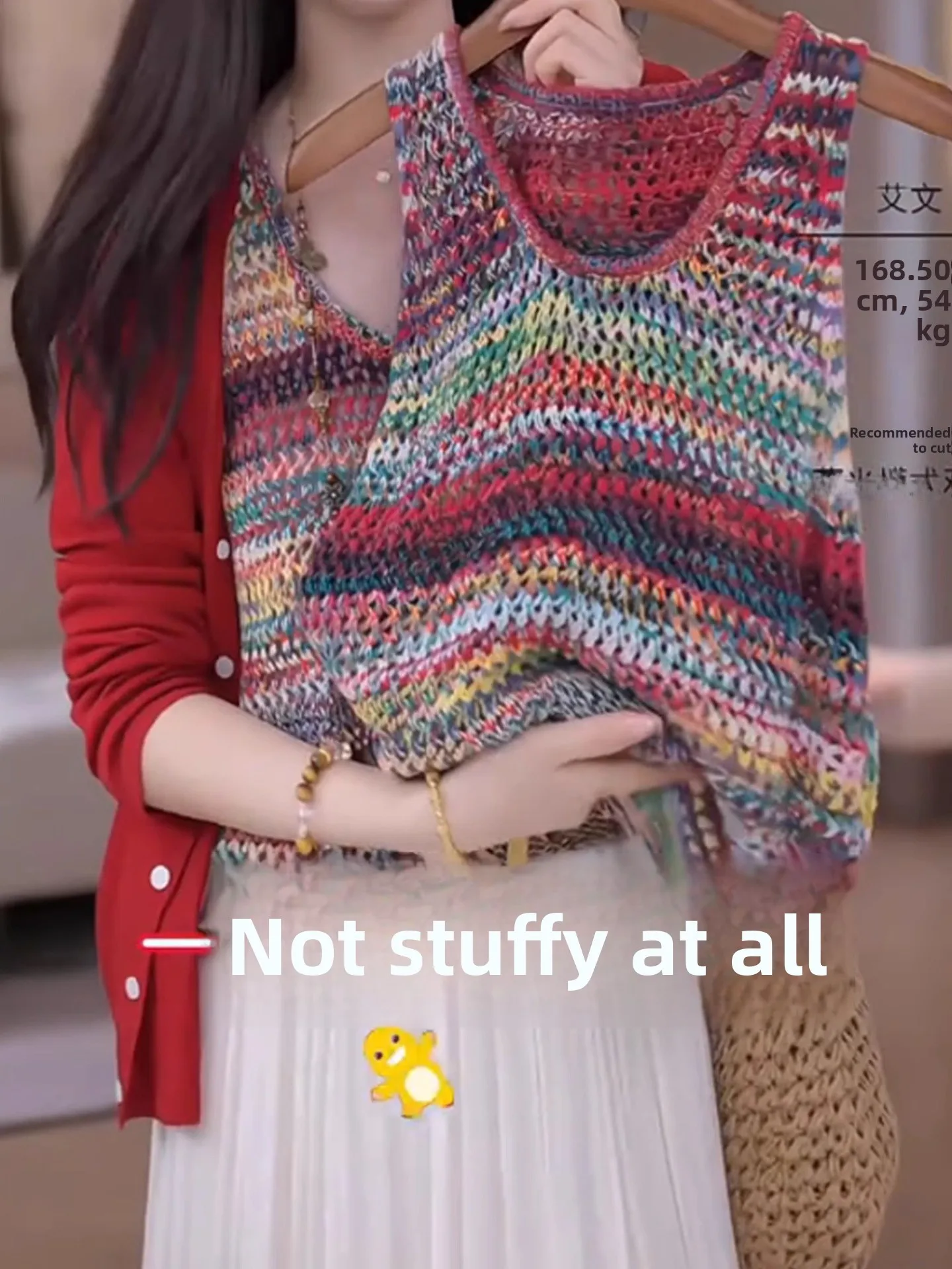 

Color Blo Hollow out Design Casual Svel Knitted Top Overhead Summer Versatile Women's Vest Striped Pattern Commute Sle