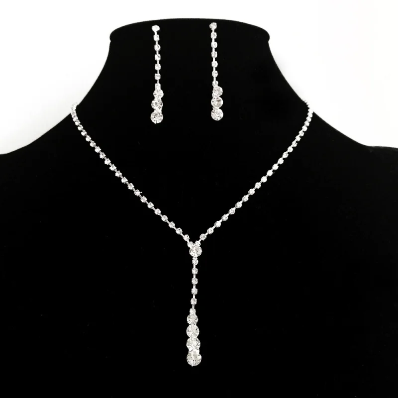 2 Sets Of New Fashion Necklace 2025 Beautiful Bride Crystal Wedding Jewelry Necklace Women Gifts Cheap Marketing Necklace Women