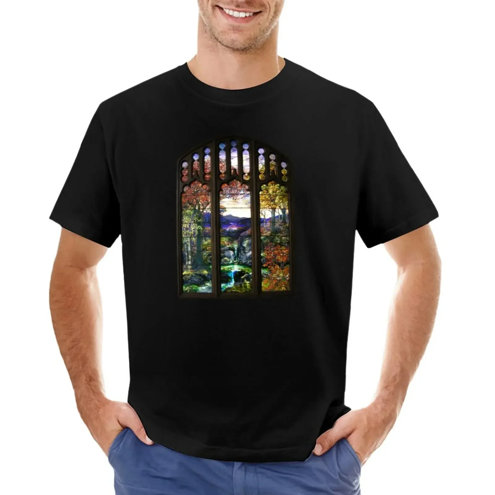 Tiffany Autumn Stained Glass Window T-Shirt sports fans blanks anime t shirts for men graphic