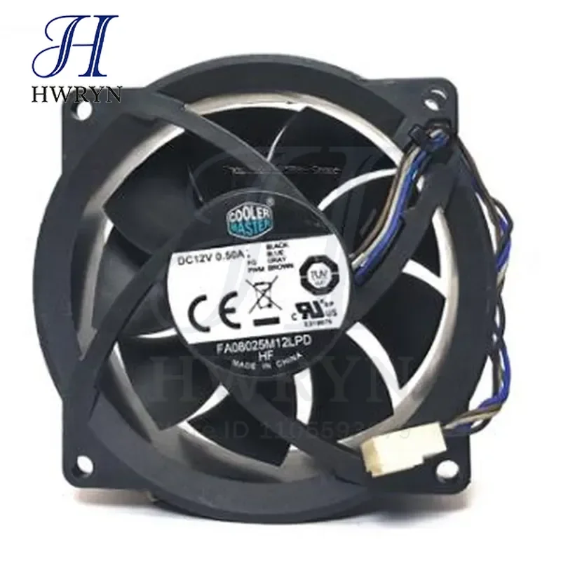 Ventilateur de refroidissement CPU CoolerMaster FA08025M12LPD 12V 0.5A 804057-001 80x80x25mm 4 broches pour processeur et dissipateur thermique