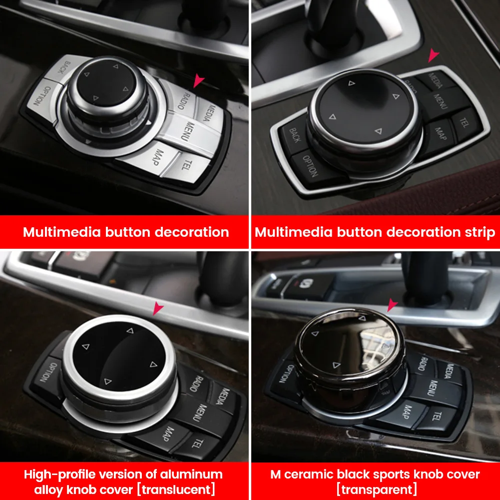 

Car Multimedia Button Knob Cover Ceramic Black for BMW X1 F25 X3 X4 F15 X5 F16 1 2 3 5 Series F10 F20 F30 F34