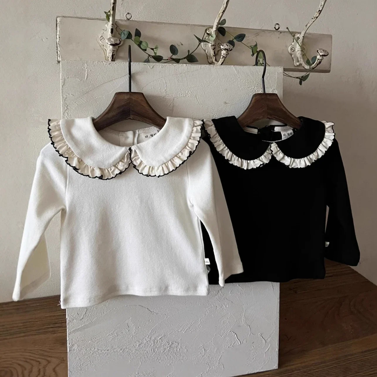 Baby T Shirt 2025 Autumn Spring New Korean Baby Girl's Bottoming Shirt Lace Doll Collar Toddler Bottoming Tops