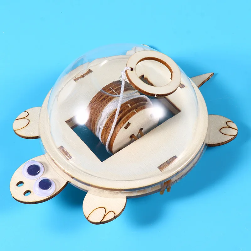 Handgemaakte technologie voor kinderen Kleine productie Kleine uitvinding Trekdraad Schildpad Natuurkunde Kleine experimentset Educatieve Teachi