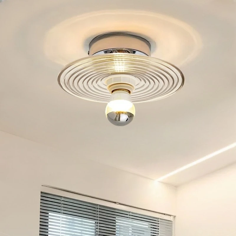 Bauhaus Design Water Ripple Round Glass LED Ceiling Lamp Minimalist Decorative Bedroom Corridor Aisle Entrance Interior Lighting