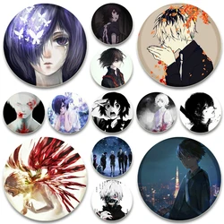 Anime Tokyo Ghoul Button Pins Kaneki Ken JUZO SUZUYA REI Cartoon Badge Round Creative Brooches for Backpack Accessories Gifts