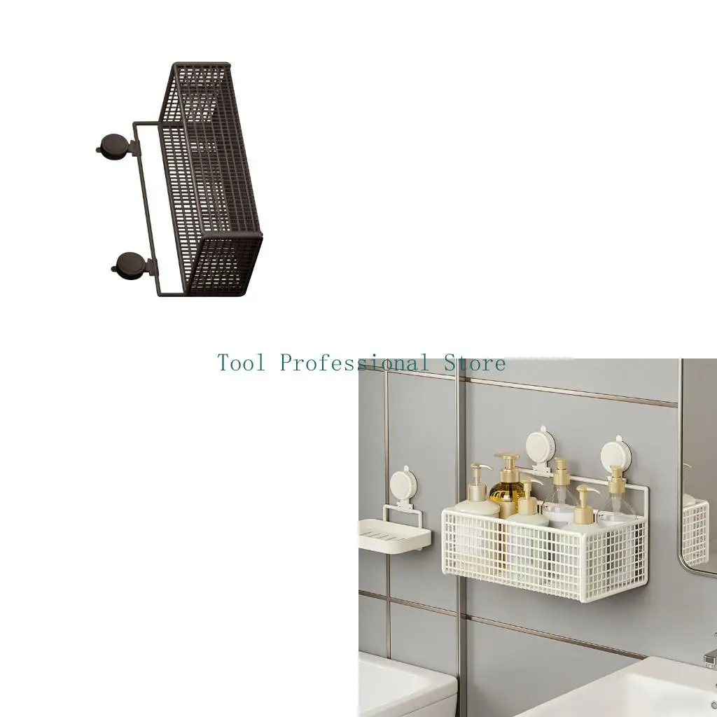 57QF Water Resistant Metal Suction Shelf For Wet Zones Like Showers And bayfront backs Heavy Items Without Slipping