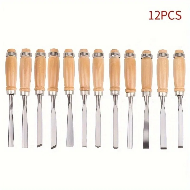 12Pcs Wood Carving Hand Chisel Tool Set Woodworking Professional Gouges Consruction An Carpentry Tools Hand Tool Wood Chisel