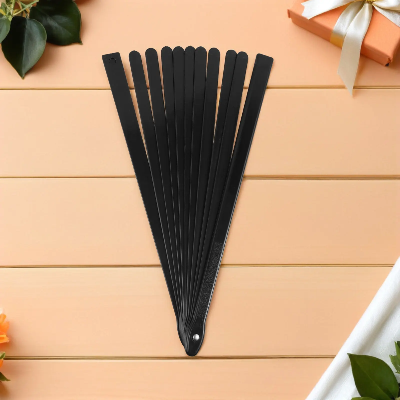 

6Pcs Black Folding Fan Frame DIY Plastic Fan Ribs Blank Handheld Parts for Traditional Martial Arts Tai Performances