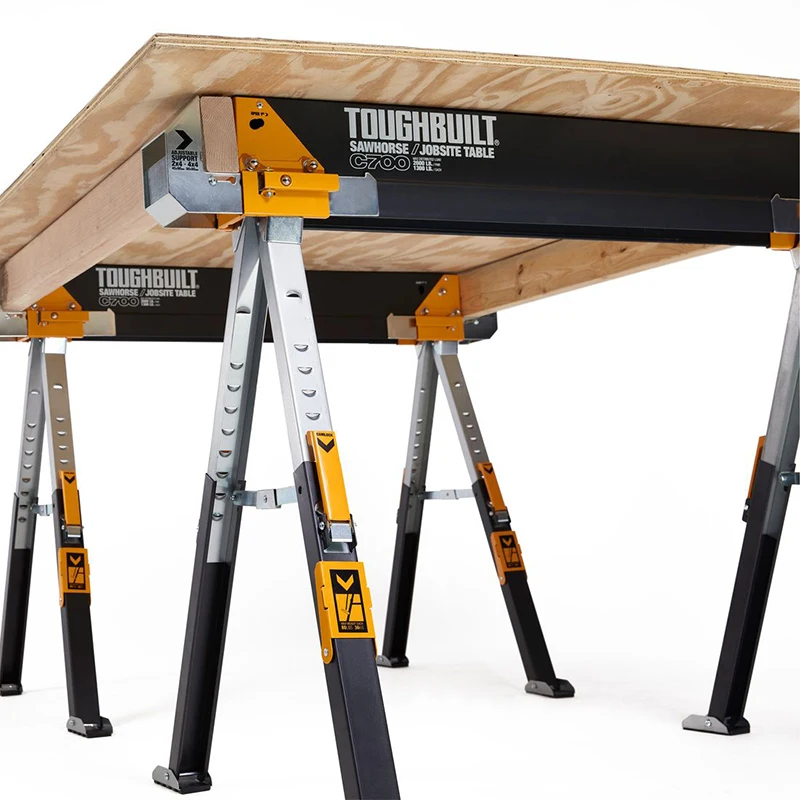 TOUGHBUILT TB-C700 Adjustable Height Workbench Sawhorse/Jobsite Table Bracket Outdoor Woodworking Tool Accessories
