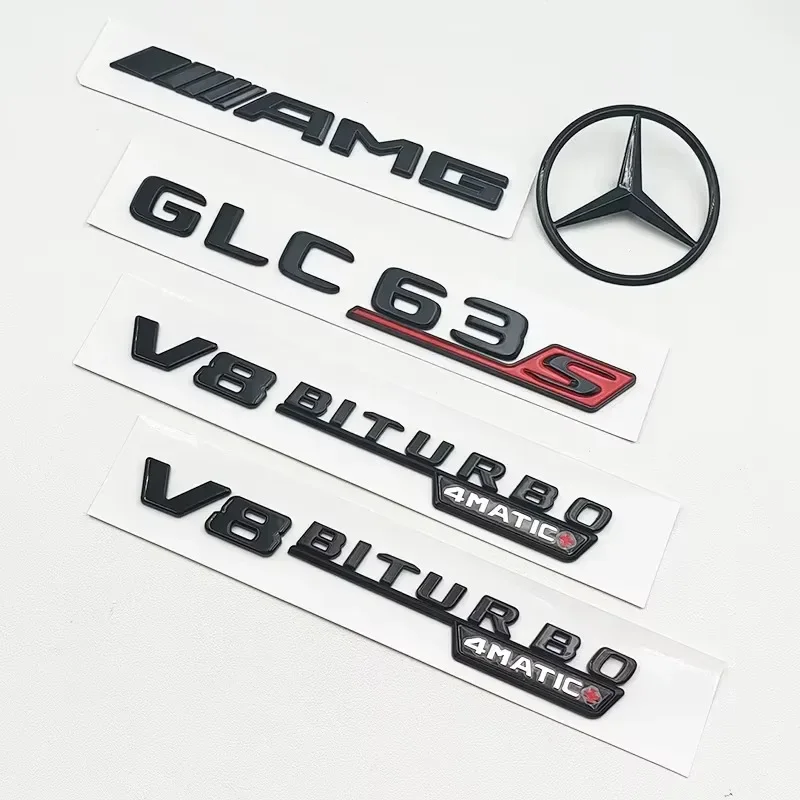 

3D ABS Black GLC63S Logo Letters V8 BITURBO 4MATIC Badge Car Rear Star Sticker Trunk AMG Emblem For Mercedes Benz GLC AMG X253