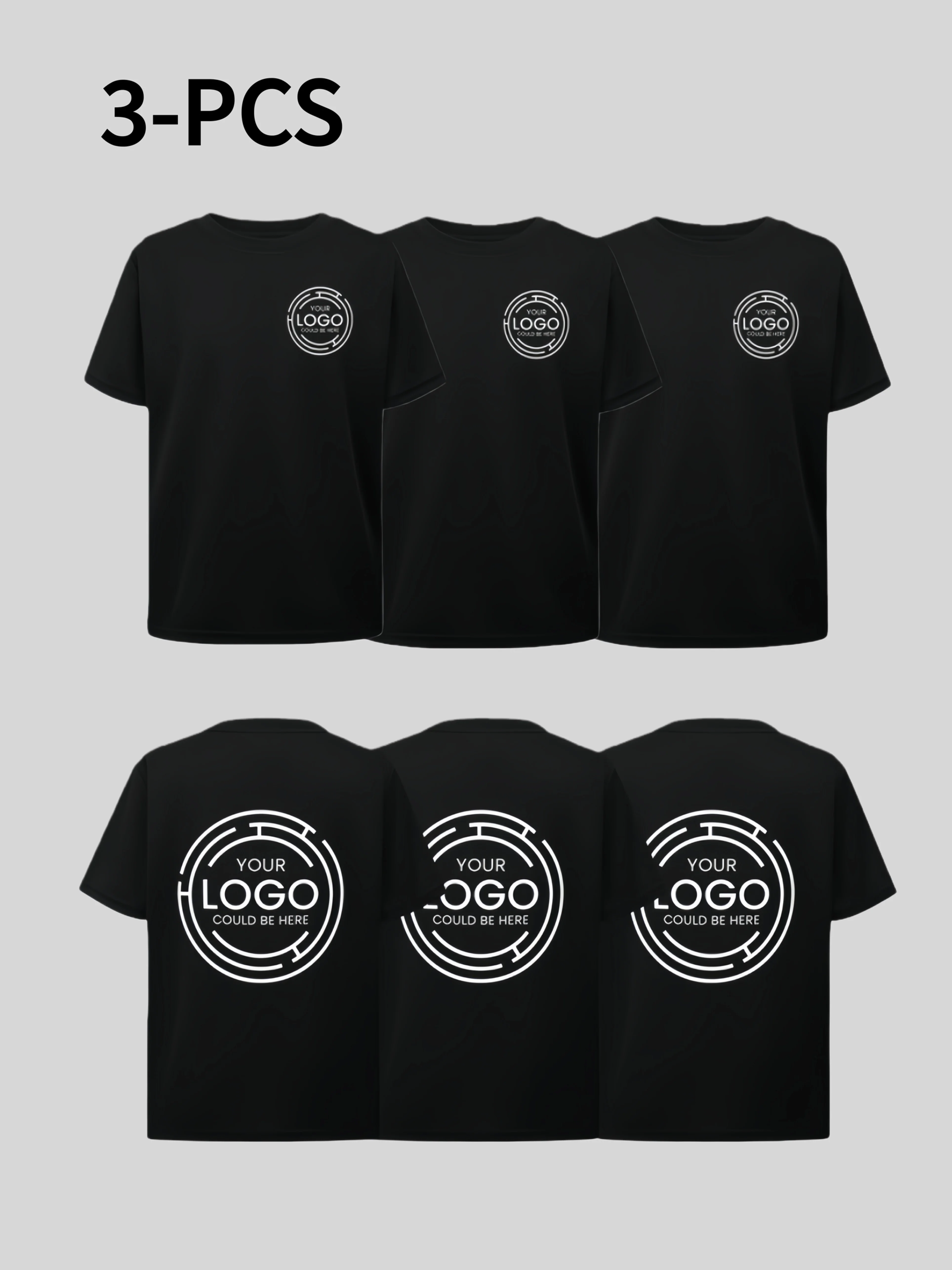 3pcs Men's Custom /Photo/Text Quick-Dry T-Shirts - Order Round Neck Breathable Performance Tees Suitable for Gym, Running