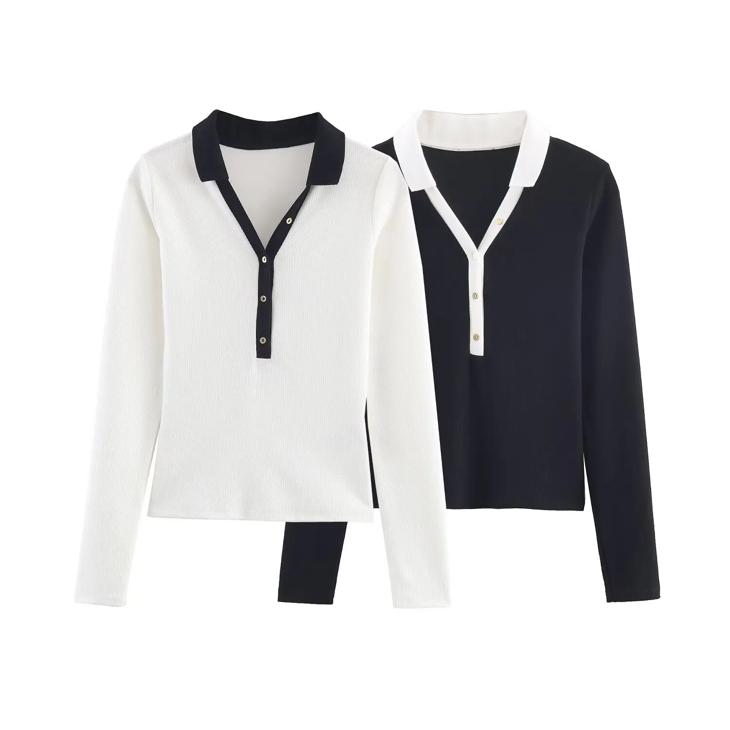 

Topenomi 2022, осенний новый контрастный цветной вязаный укороченный топ, женский темпераментный облегающий пуловер с длинными рукавами и лацканами, простые свитера