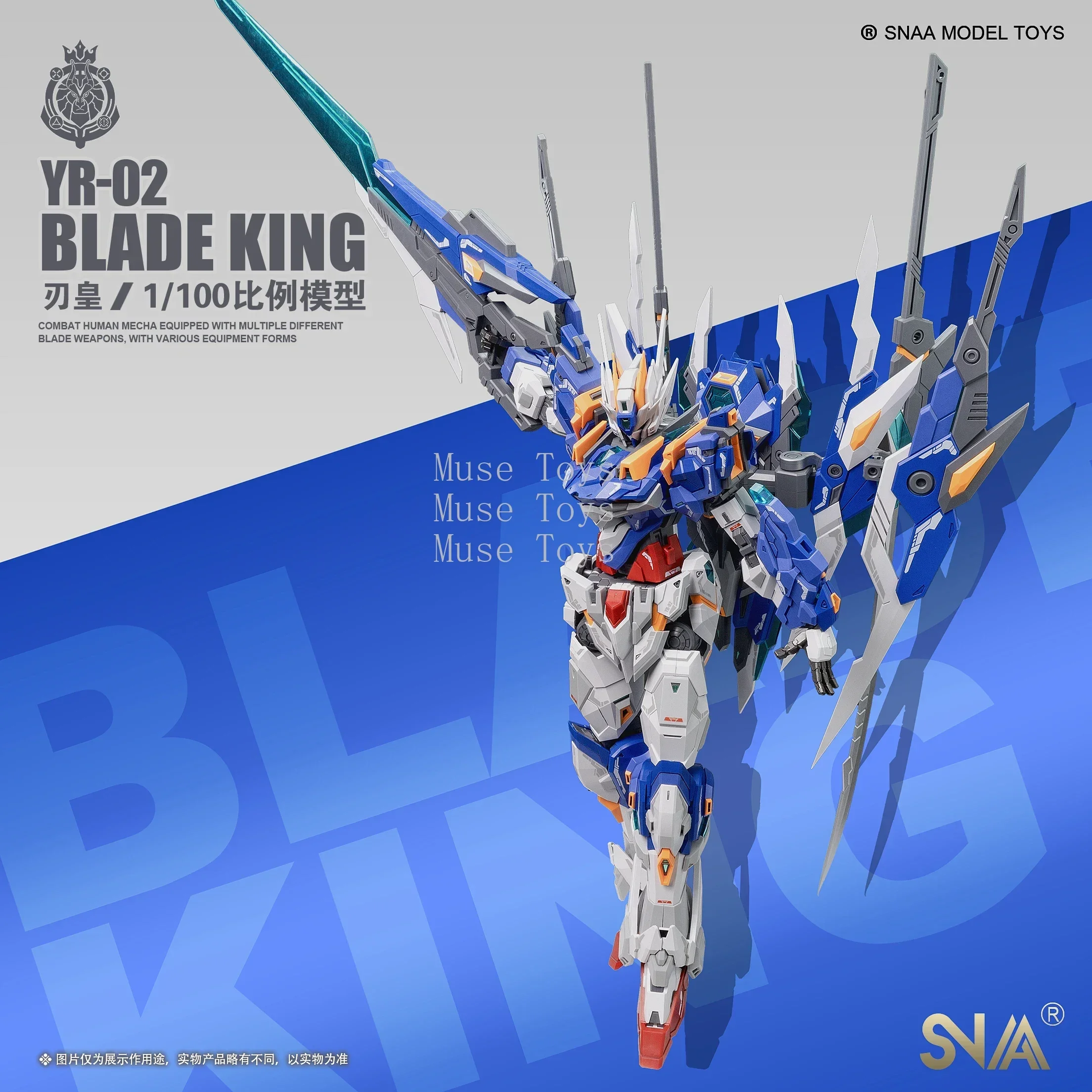 Snaa Model Mg 1/100 Yr-02 Blade King Assemblagemodel Beweegbare gewrichten Hoge kwaliteit Collectible Robot Kits Modellen Kids Gift