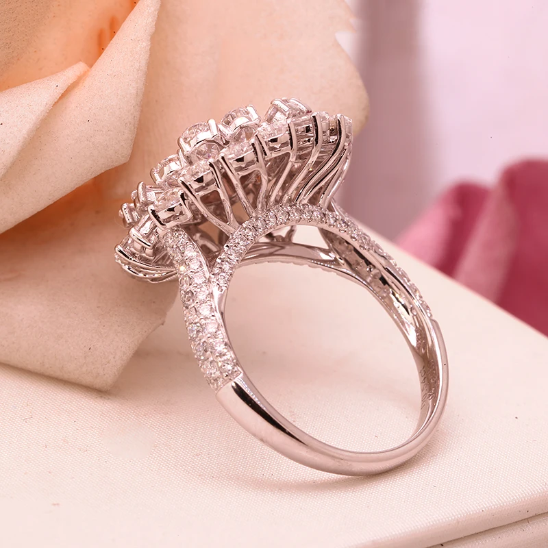 AEAW 10k White Gold 0.5CT Main Stone 4.9ctw Side Stone Fancy Pink Radiant Cut CVD HPHT Lab Grown Diamond Engagement Ring NGIC