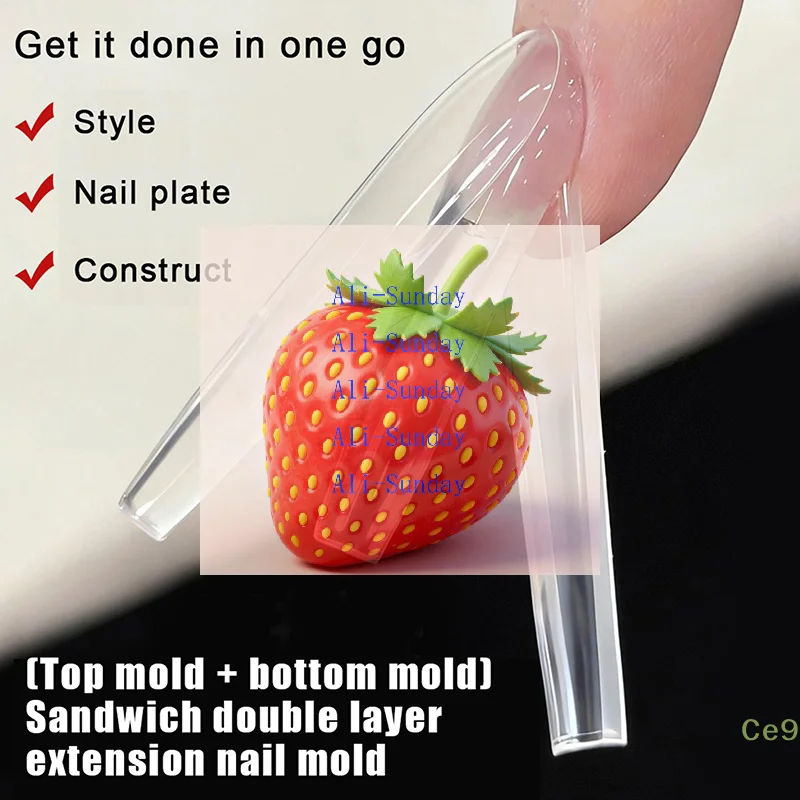 

240PCS 15-Size Sandwich Dual Nail Forms - Coffin Almond Extension Molds (Top & Bottom) for Manicure