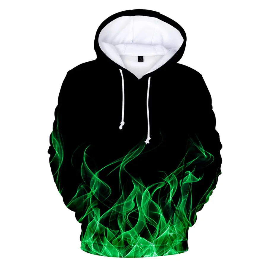 Homens e mulheres de impressão 3D colorido Flame Hoodie, camisola com capuz, jaqueta solta, casaco streetwear, outono, inverno, novo