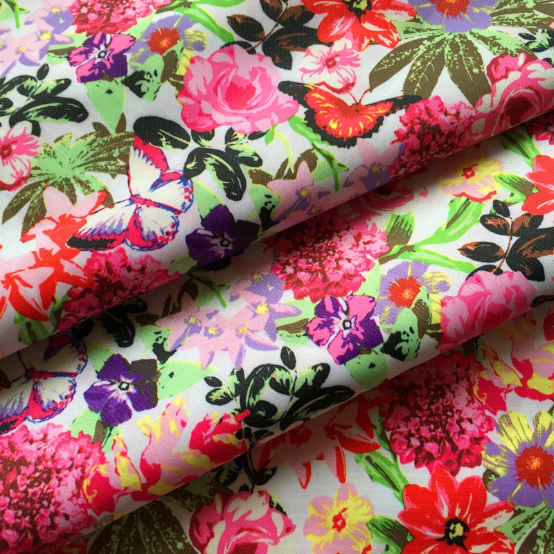 

Водонепроницаемая ткань Оксфорд с принтом, цветочный узор-бабочка для сумки, подушки, скатерти, дизайнерская ткань для шитья своими руками