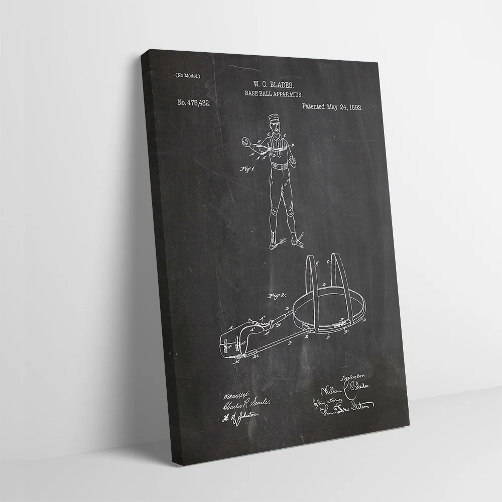 Baseball Apparatus Patent Drawing 1892 Printing Poster Pictures Wall Art Canvas Painting for Gaming Room Decoration Home Mural