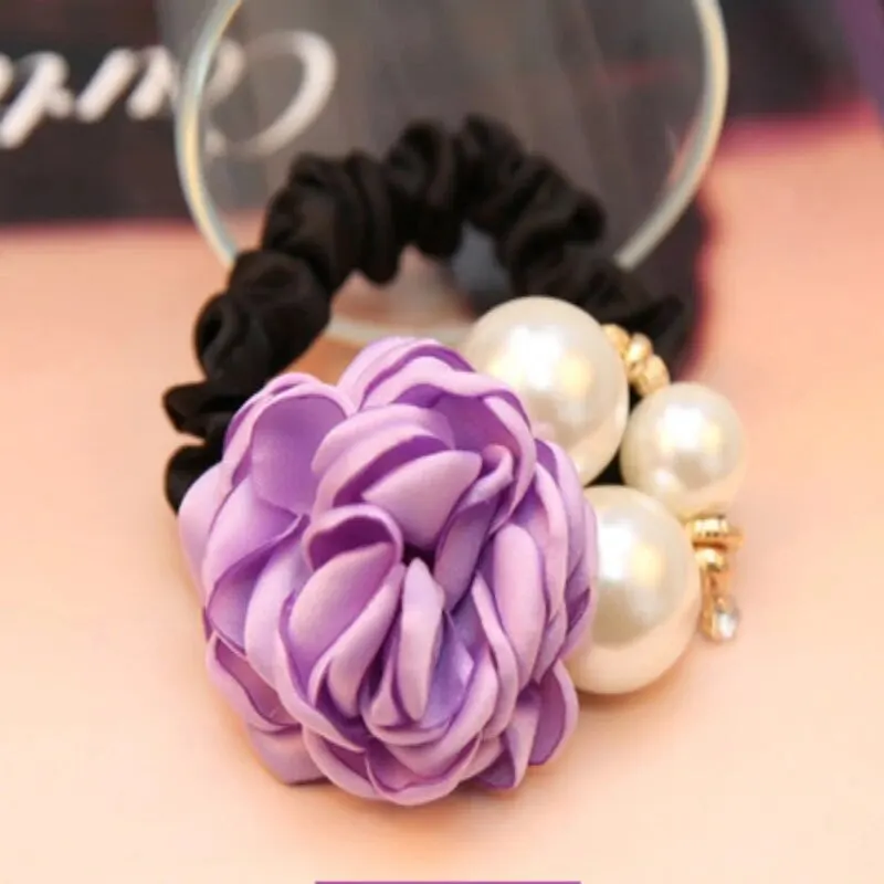 Everyday Pearl Rose Flower Hair Accessories Camellia Hair Rope Scrunchie