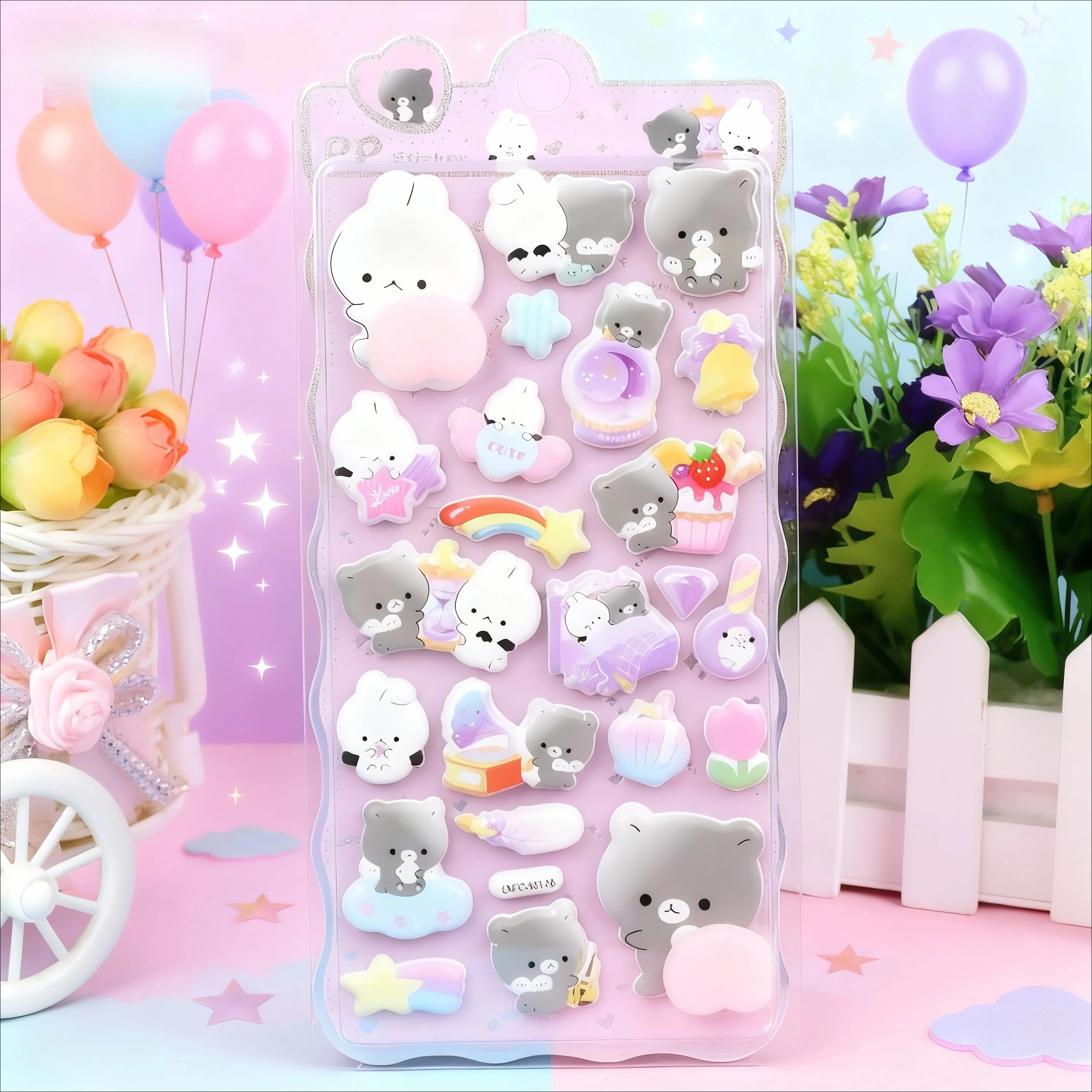 1-2 fogli adesivi animali carini 3D adesivo antistress gonfio e squishy per custodia del telefono decorazione del computer portatile diario regalo di collage fai da te