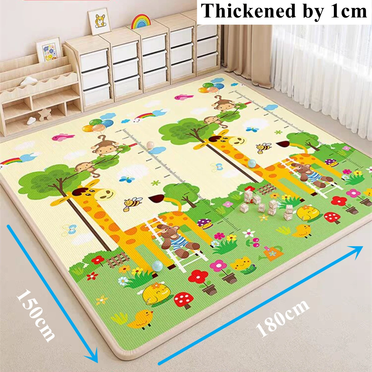 Baby Game Mat for Children's Safety Mat Rug 180x150/180x120cm Thick 1CM Baby Activity Gym Baby Crawling Play Mats Folding Carpet