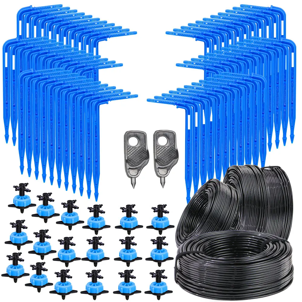 10-100M 3/5mm Blue Elbow Arrow Micro Drip Irrigation Kit 8L/H Dropper 4-Way Emitters Drip for Greenhouse Garden Watering System